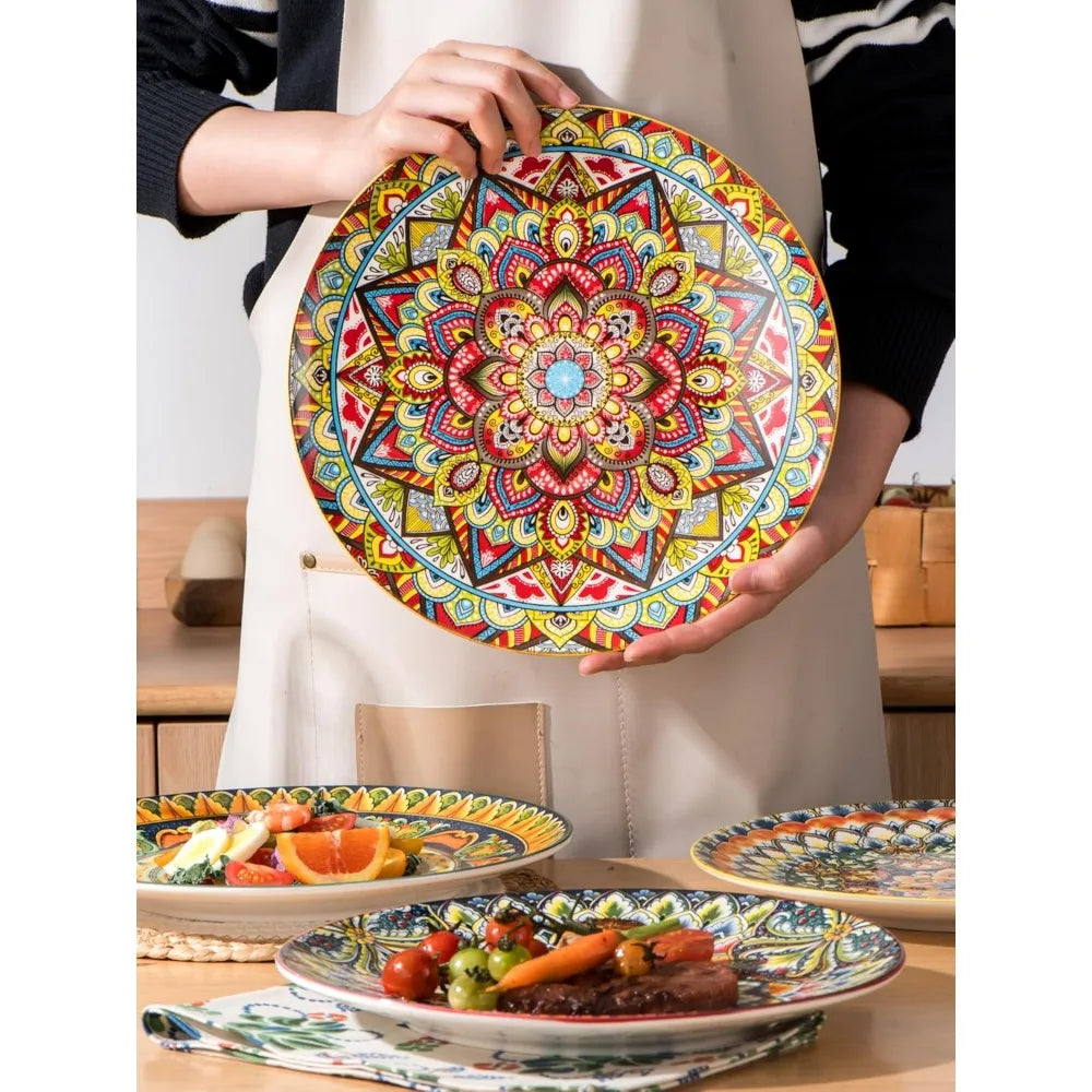 Porcelain Dinner Plates Set Of 6, 10.5 inch