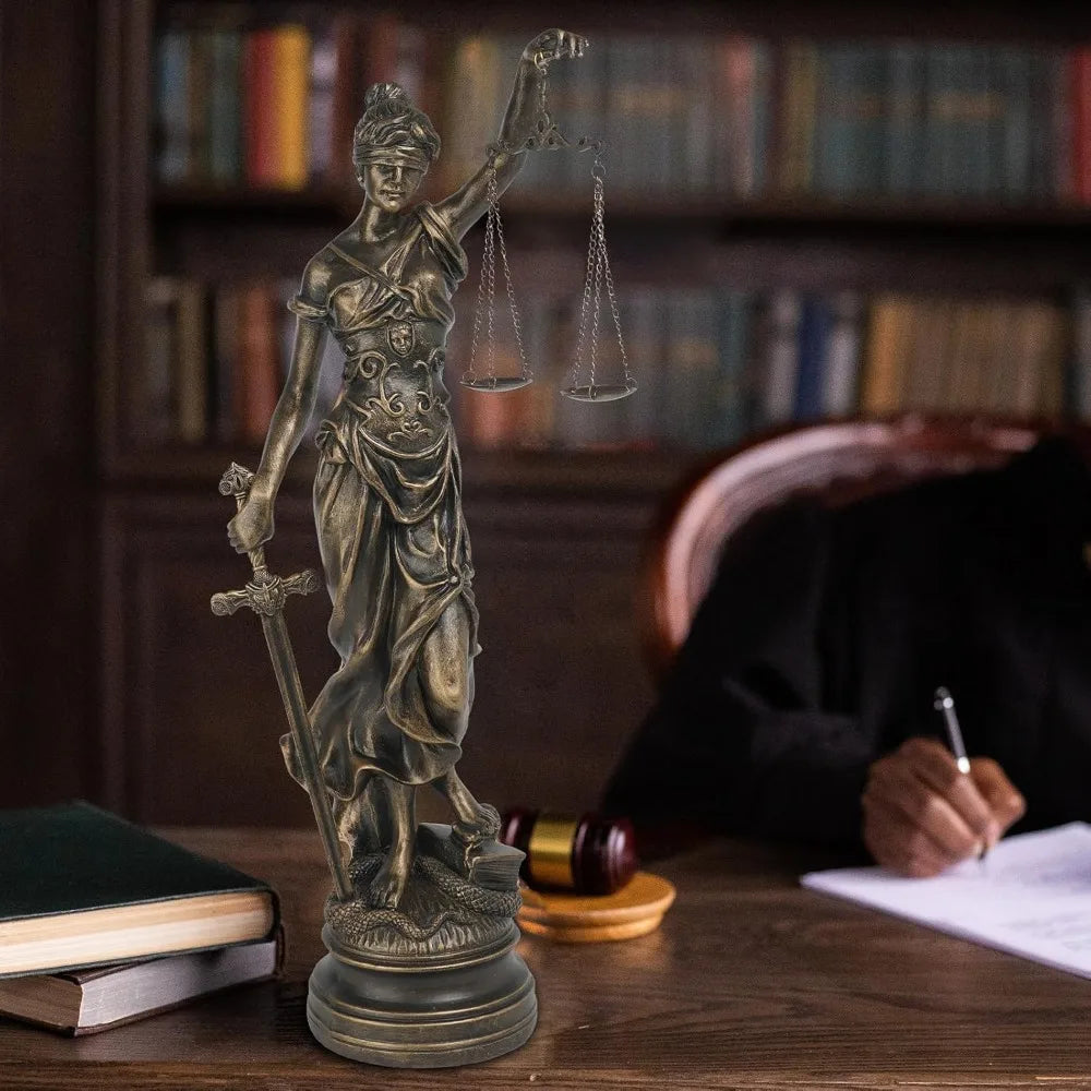 Large Antique Lady Justice Statue 21.5" Resin