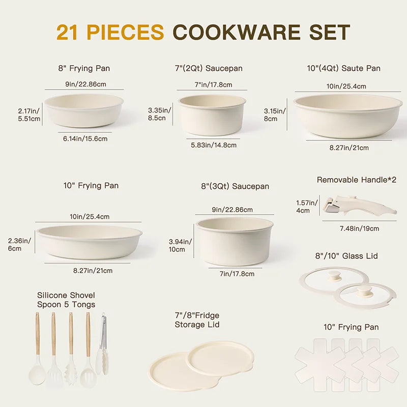 21 Piece Non-Stick Ceramic Cookware Set