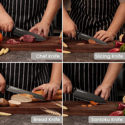 15pc Kitchen Knife Set w/Built-in Sharpener Block