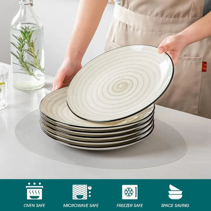 Ceramic Dinner Plates, Set Of 6, 10.5 "