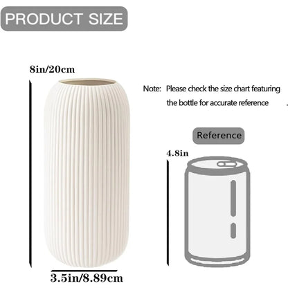 White Ceramic Ribbed Decorative Vase