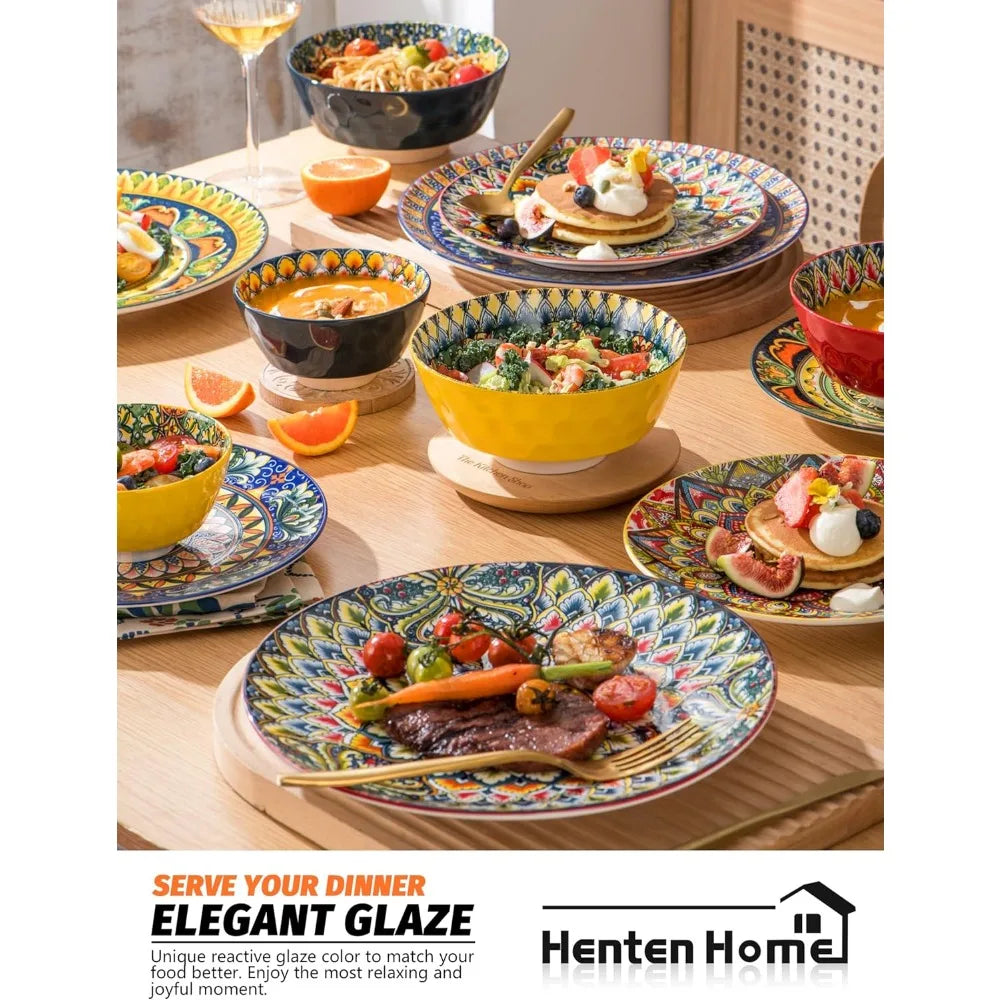 Porcelain Dinner Plates Set Of 6, 10.5 inch