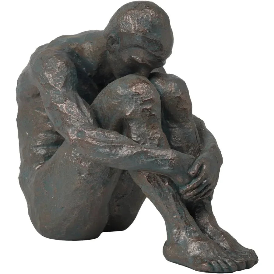 Sitting Man Sculpture-Resin Bronze