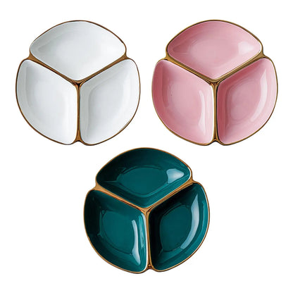 Divided Plate Portion Control Three-grid Dinner Plate for Lunch Adult Dinner