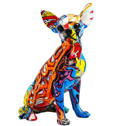 Colorful Resin Chihuahua Sculpture Floor/Tabletop