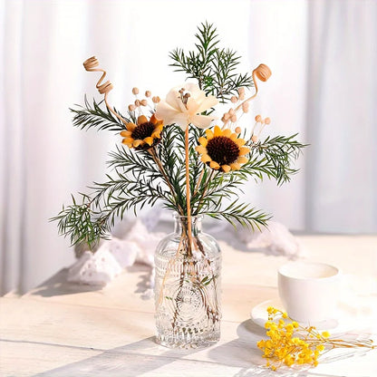 Set Of 12 Clear Glass Bud Vases, Small