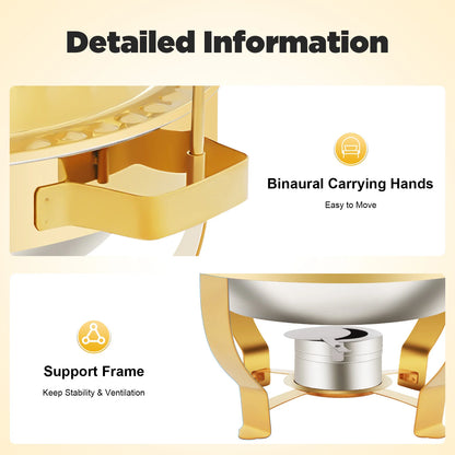 Gold Buffet Food Warmer Chafing Dish w/Alcohol Burner