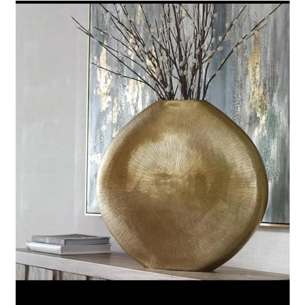 Gold Metal Vase Elegant, Decorative