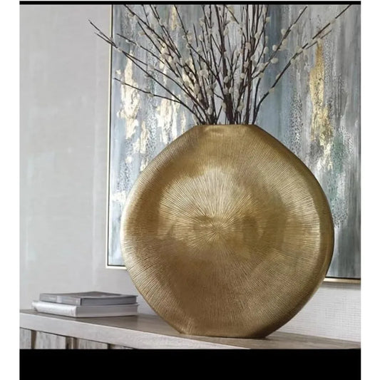 Gold Metal Vase Elegant, Decorative