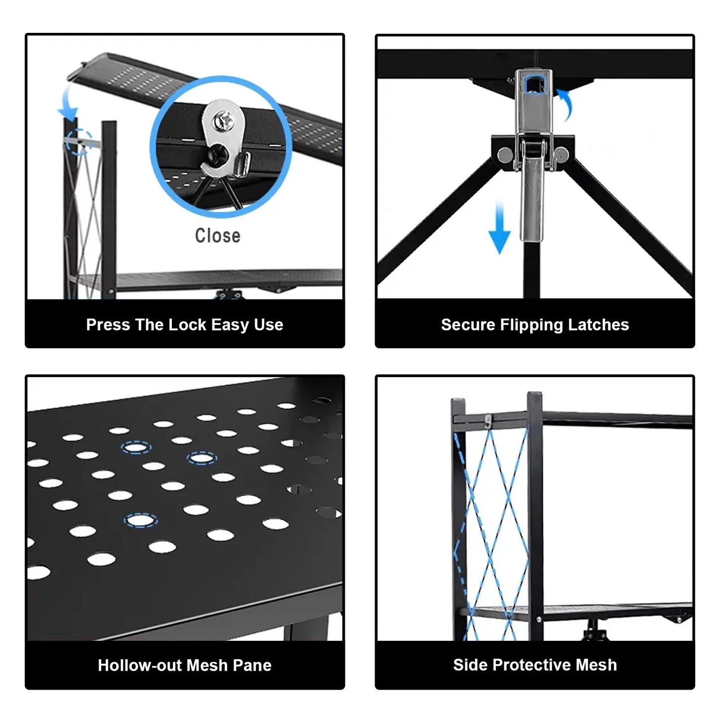 Metal Shelving 5-Tier w/Wheels, Adjustable, Foldable Rack