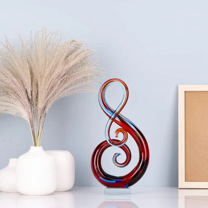 Hand-Blown Glass Art: Multicolor Music Note Statue