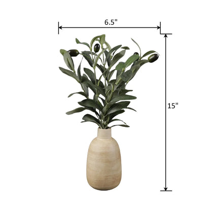 15" Artificial Olive Branches In Vase
