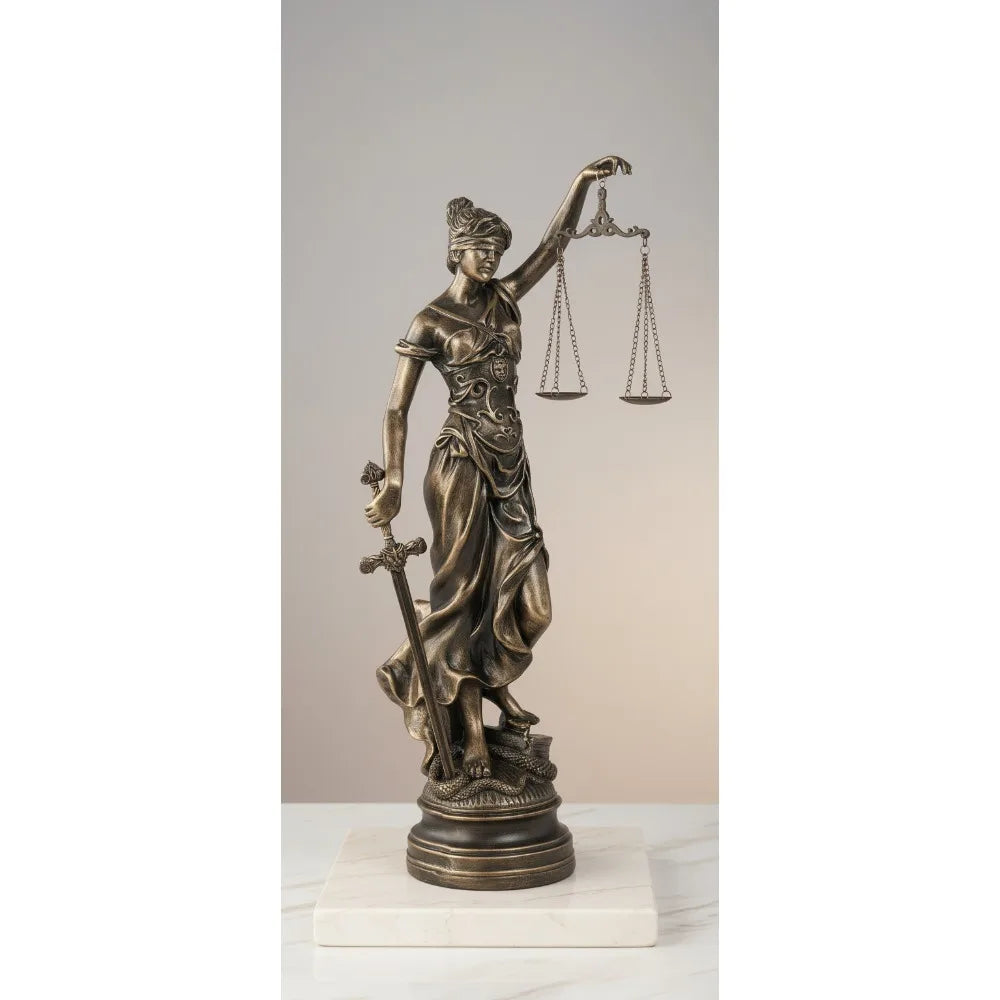 Large Antique Lady Justice Statue 21.5" Resin