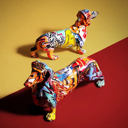 Painted Colorful Dachshund Dog Decoration