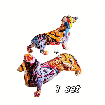 Painted Colorful Dachshund Dog Decoration