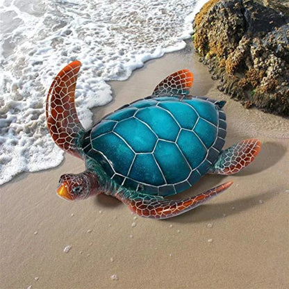 Large Blue Sea Turtle Statue