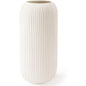White Ceramic Ribbed Decorative Vase