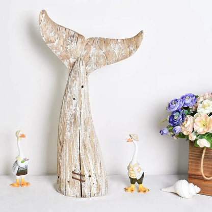 Morning View Whale Tail Wood Sculpture