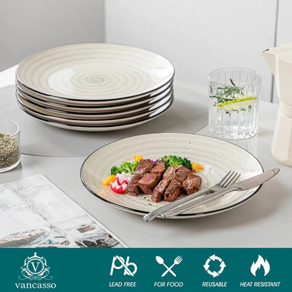 Ceramic Dinner Plates, Set Of 6, 10.5 "