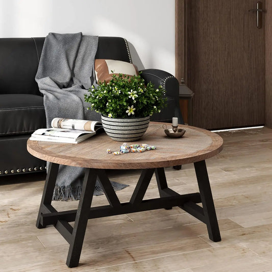 Rustic Farmhouse Coffee Table, Round