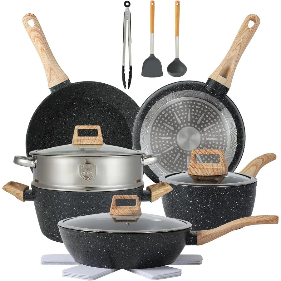 16pc Aluminum Pots/Pans Non Stick Cookware Set