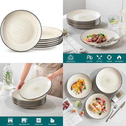 Ceramic Dinner Plates, Set Of 6, 10.5 "