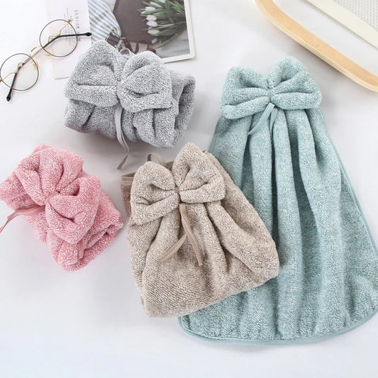 Bow Shaped Fleece Hanging Hand Towel