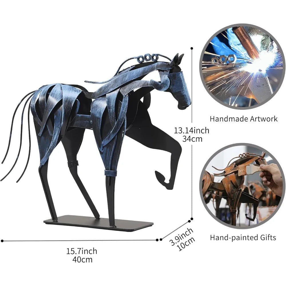 Unique Rustic Handcrafted Metal Horse Statue