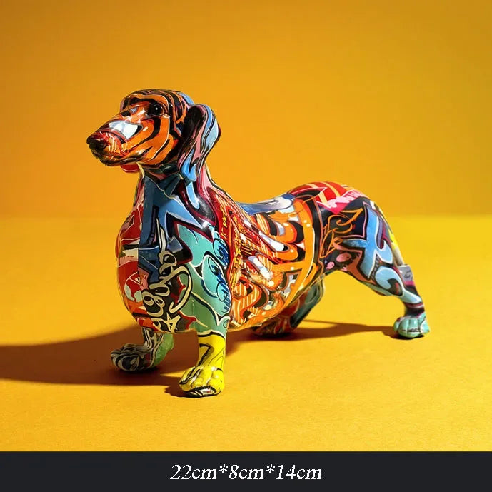 Painted Colorful Dachshund Dog Decoration