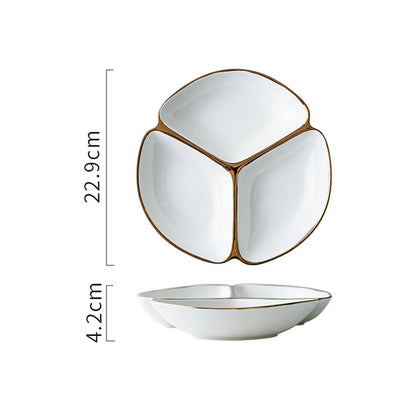 Divided Plate Portion Control Three-grid Dinner Plate for Lunch Adult Dinner