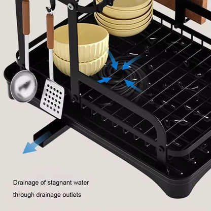 2 Tier Dish Drying Rack w/Drain Basket