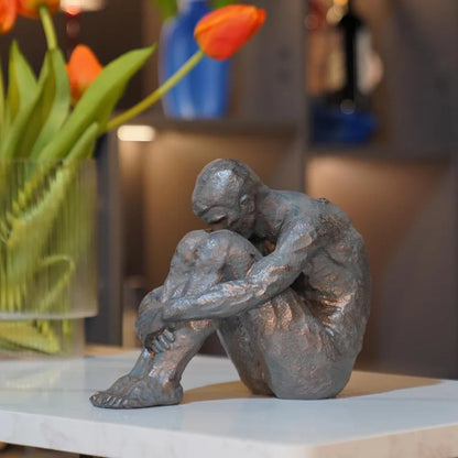 Sitting Man Sculpture-Resin Bronze