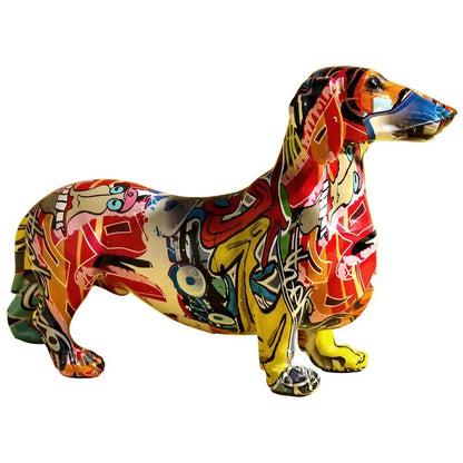 Painted Colorful Dachshund Dog Decoration