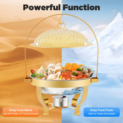 Gold Buffet Food Warmer Chafing Dish w/Alcohol Burner