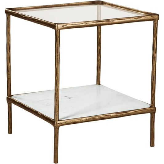 Contemporary Accent Table w/Antique Brass Finish