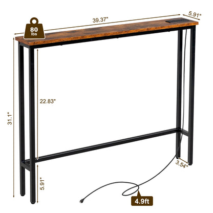 39.4" Narrow Console/ Sofa Table with Power Outlets