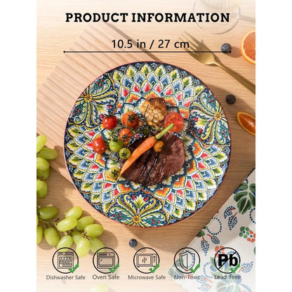 Porcelain Dinner Plates Set Of 6, 10.5 inch