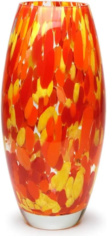 Glass Vase Orange/Yellow Confetti Hand Blown