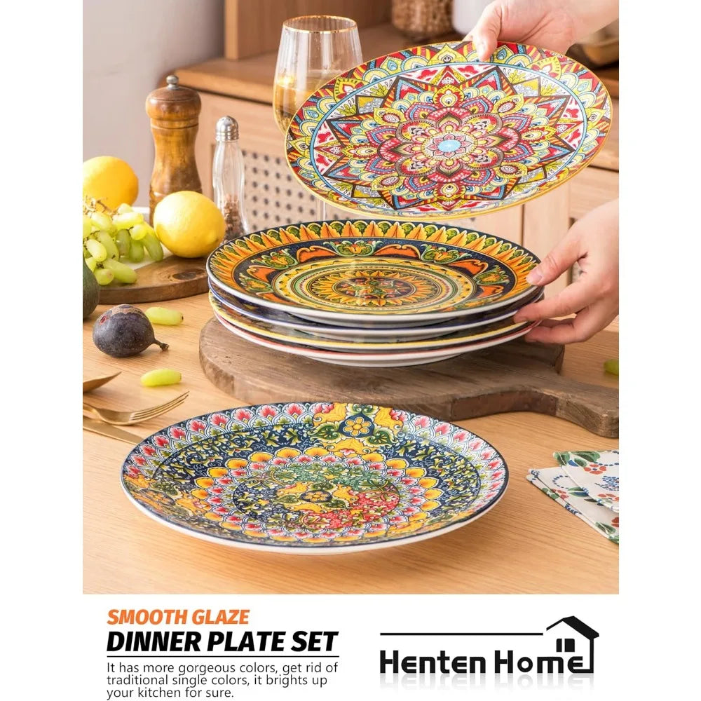 Porcelain Dinner Plates Set Of 6, 10.5 inch