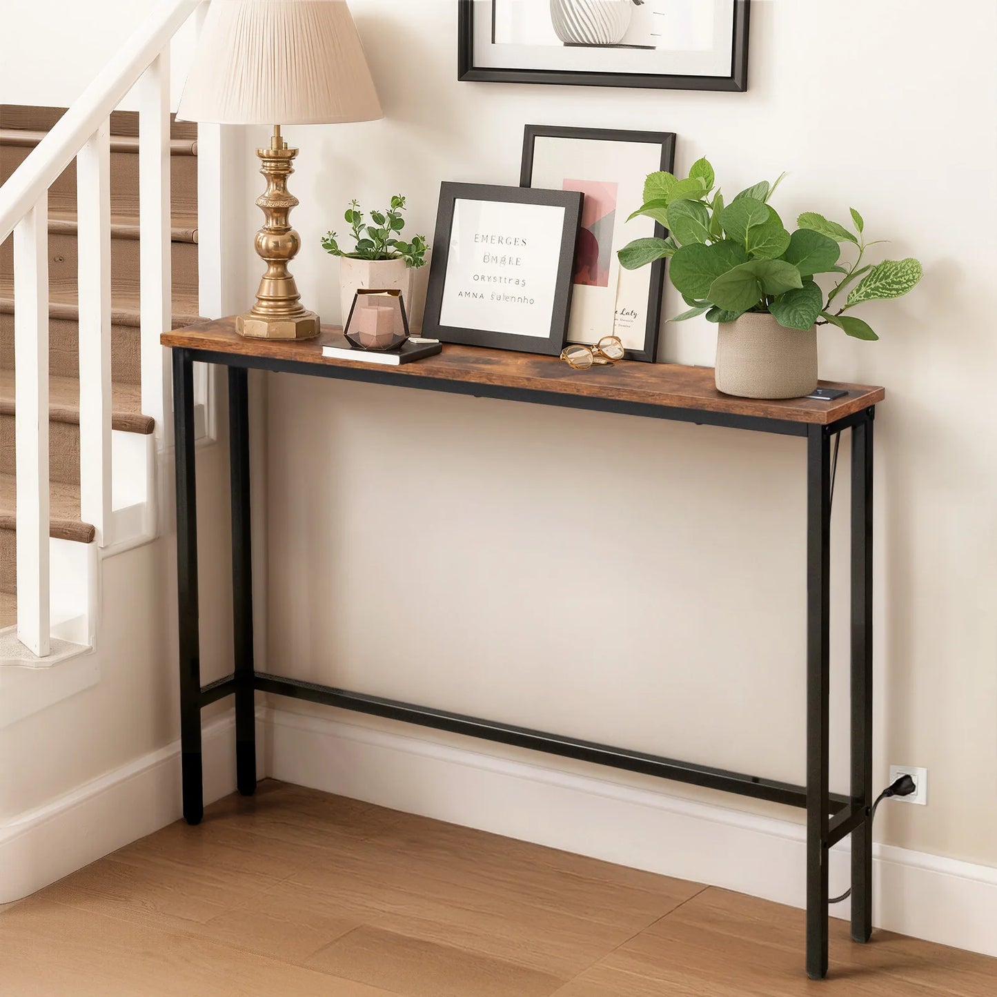 39.4" Narrow Console/ Sofa Table with Power Outlets