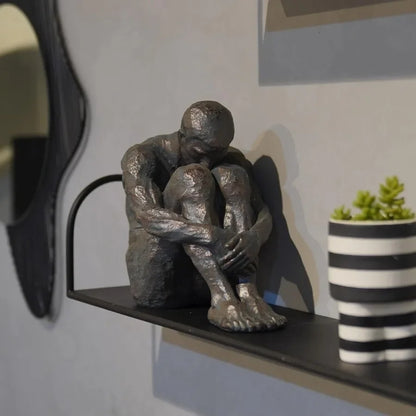 Sitting Man Sculpture-Resin Bronze